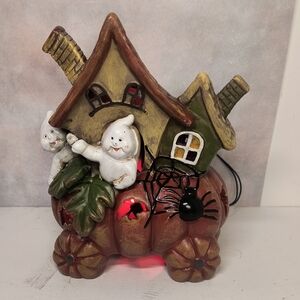 Light Up Ceramic Ghost Pumpkin Masquerade Party Halloween Modified Led Light